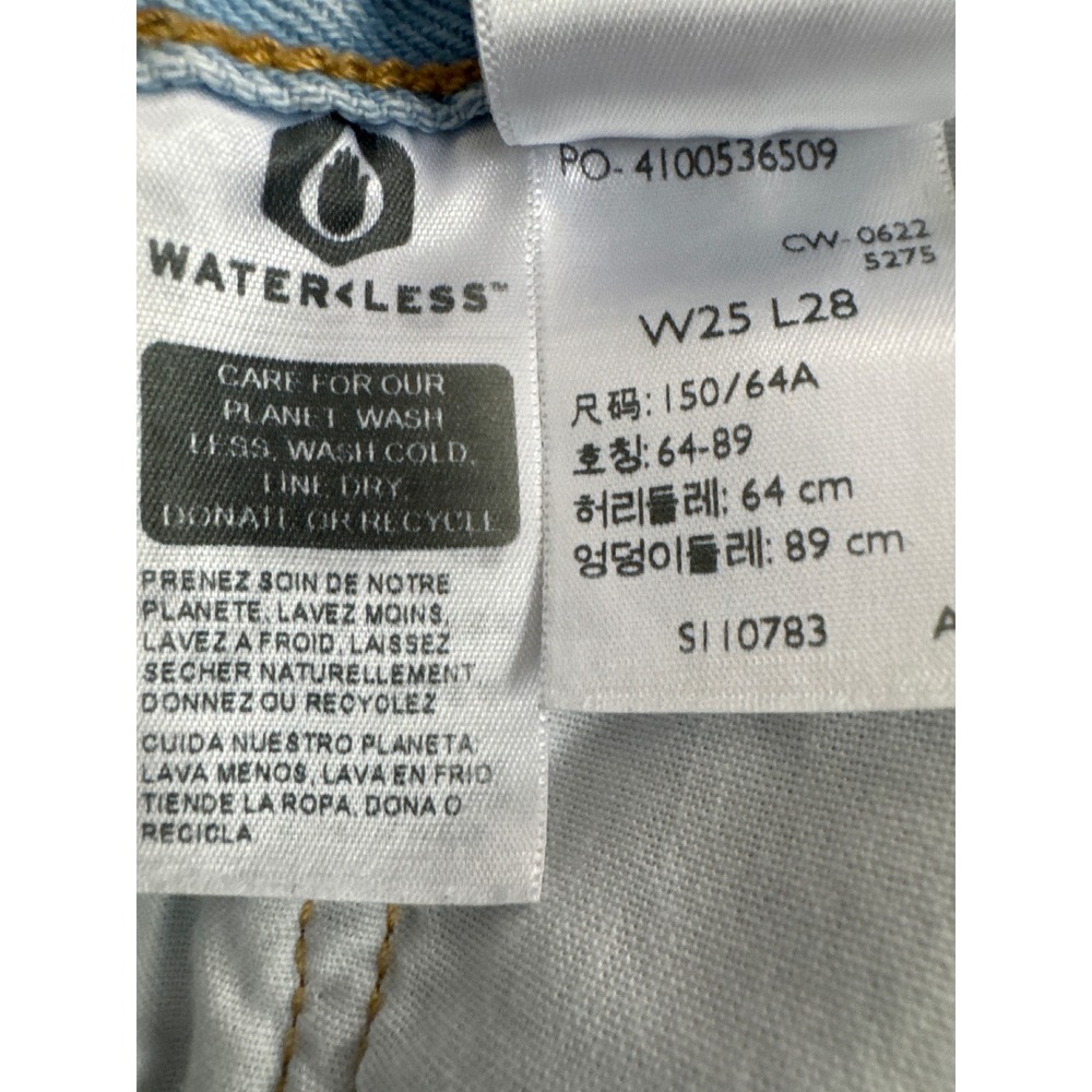Levis 501 Skinny Light Wash Distressed High Rise Button Fly Jeans W25 L28 - Picture 3 of 8
